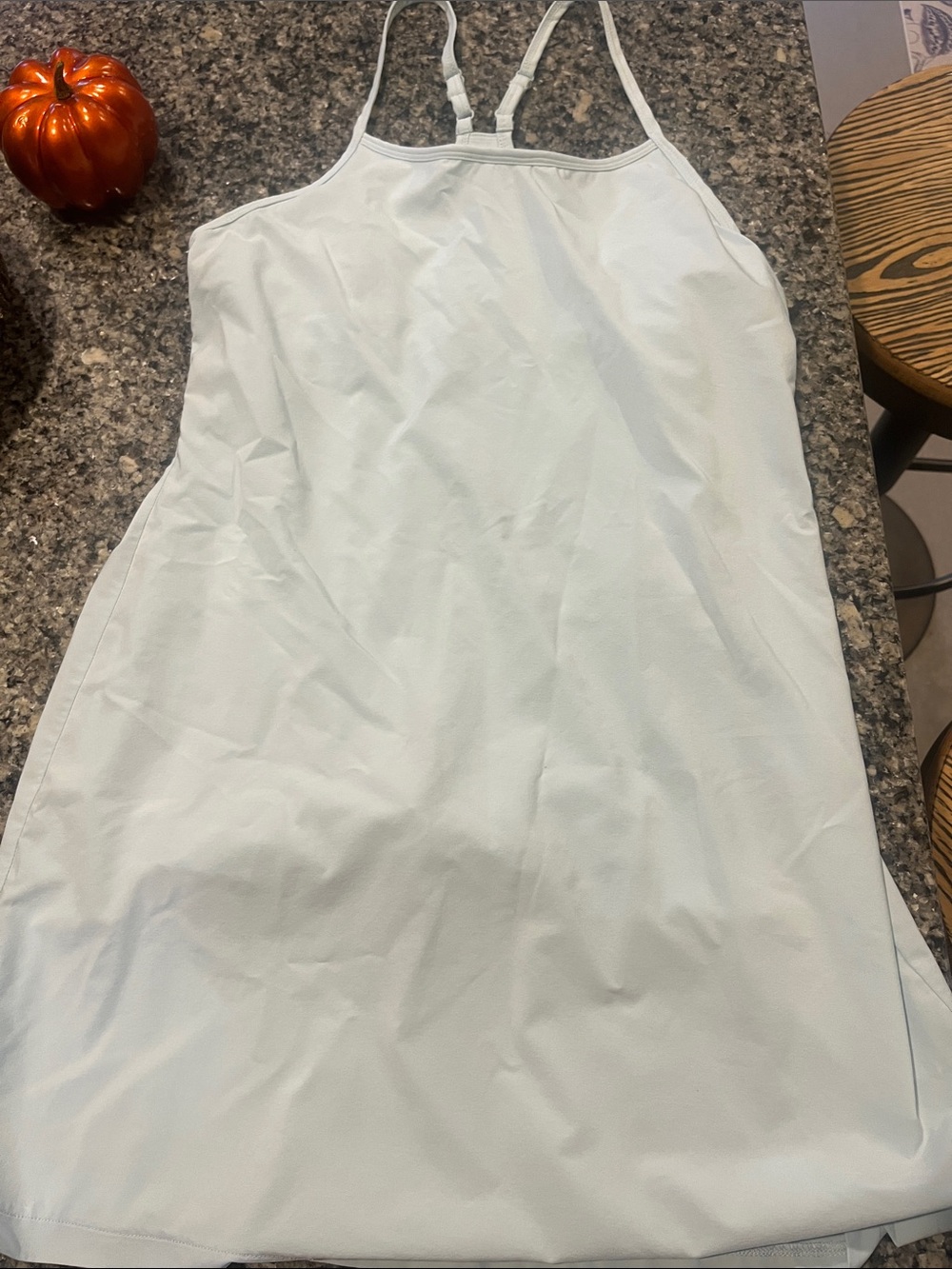 Light Blue Women's athletic Tank Dress with built in shorts and bra